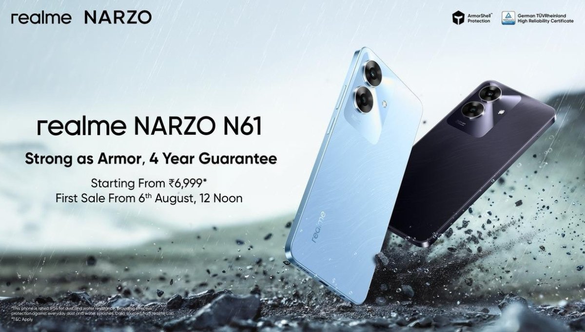 सिर्फ ₹7498 में Realme Narzo N61: 4GB RAM, 5000mAh बैटरी और 32MP कैमरा के साथ