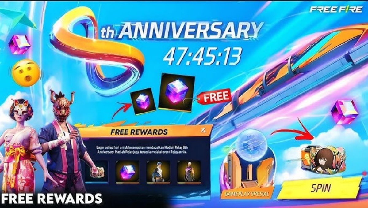 फ्री फायर की 8th anniversary पर झोली भरकर पाएं इनाम जानिए कैसे करें क्लेम