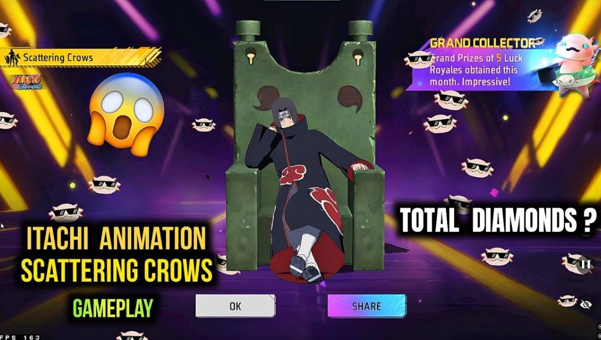 Scattering Crows Arrival Animation Free Fire में धमाकेदार वापसी फ्री में पाएं Itachi का लुक और खास इफेक्ट्स