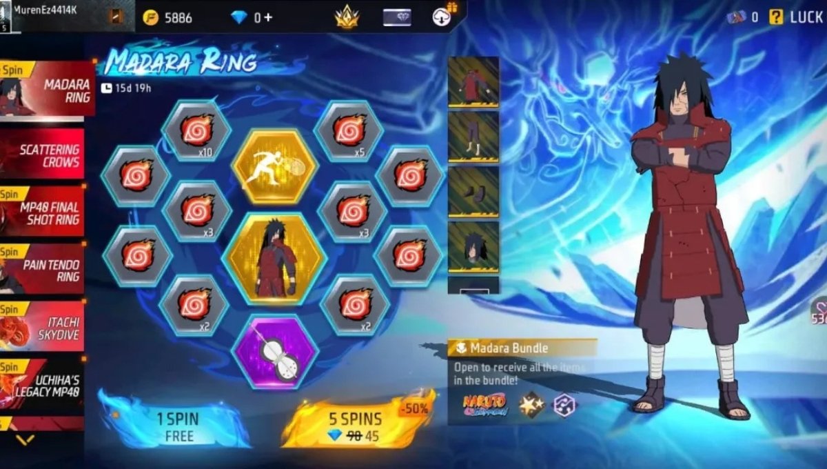 Madara Ring Event Free Fire 2025 सिर्फ़ 9 Diamond Spin में पाओ एक्सक्लूसिव Bundle और Mask