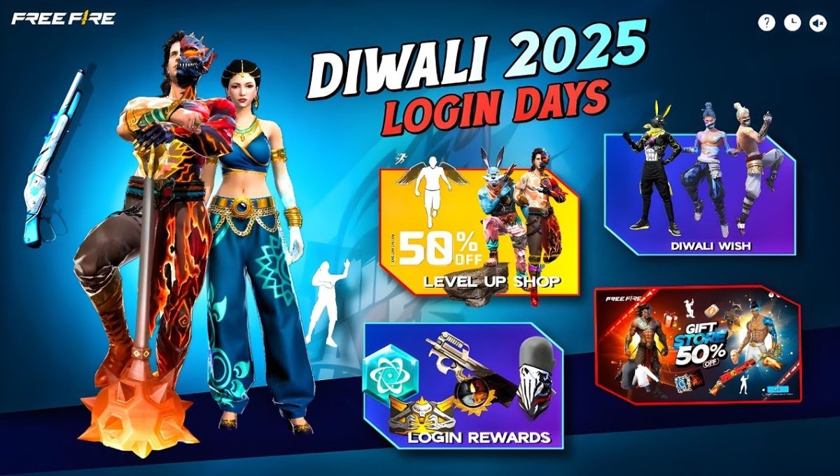 Free Fire Diwali Reward 2025: फ्री डायमंड्स और एक्सक्लूसिव बंडल्स पाने का मौका, जानें सभी रिवॉर्ड्स।