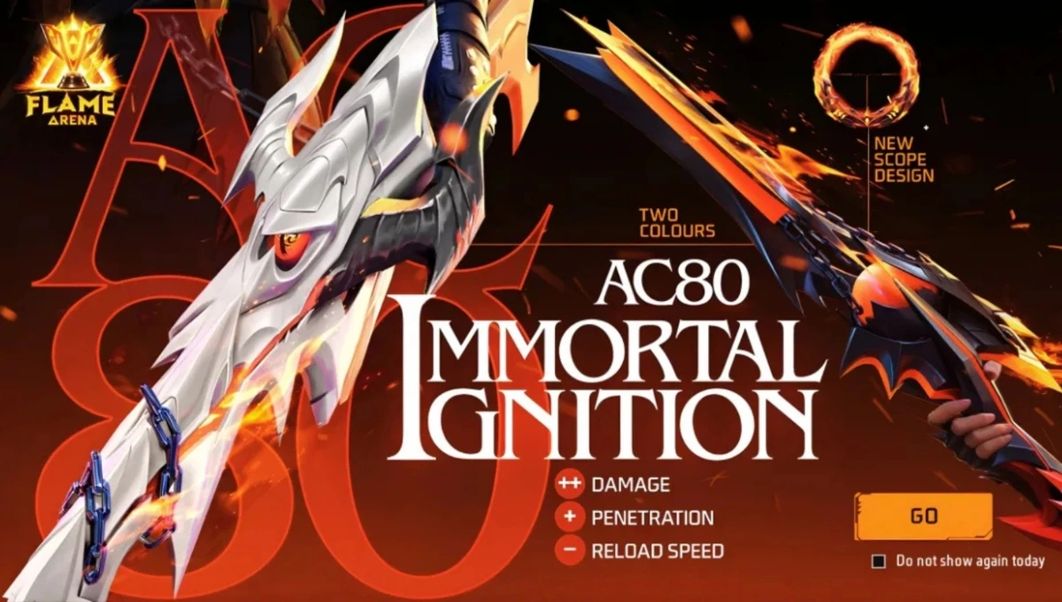 Free Fire Immortal Ignition AC80 Event 2025: जीतिए शानदार गन स्किन, कटाना और बैकपैक रिवार्ड्स