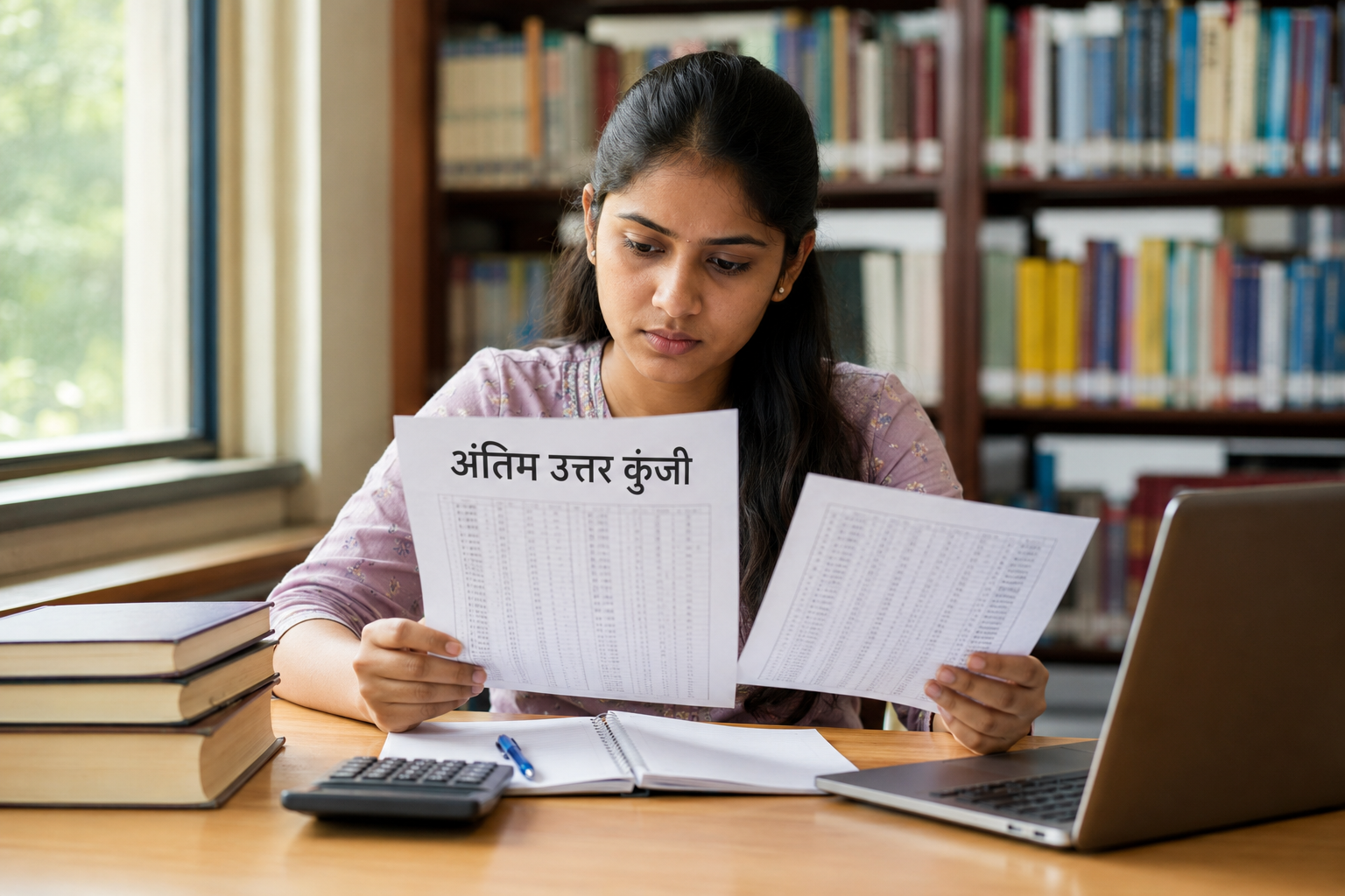 UGC NET Final Answer Key की जाँच करती भारतीय अभ्यर्थी