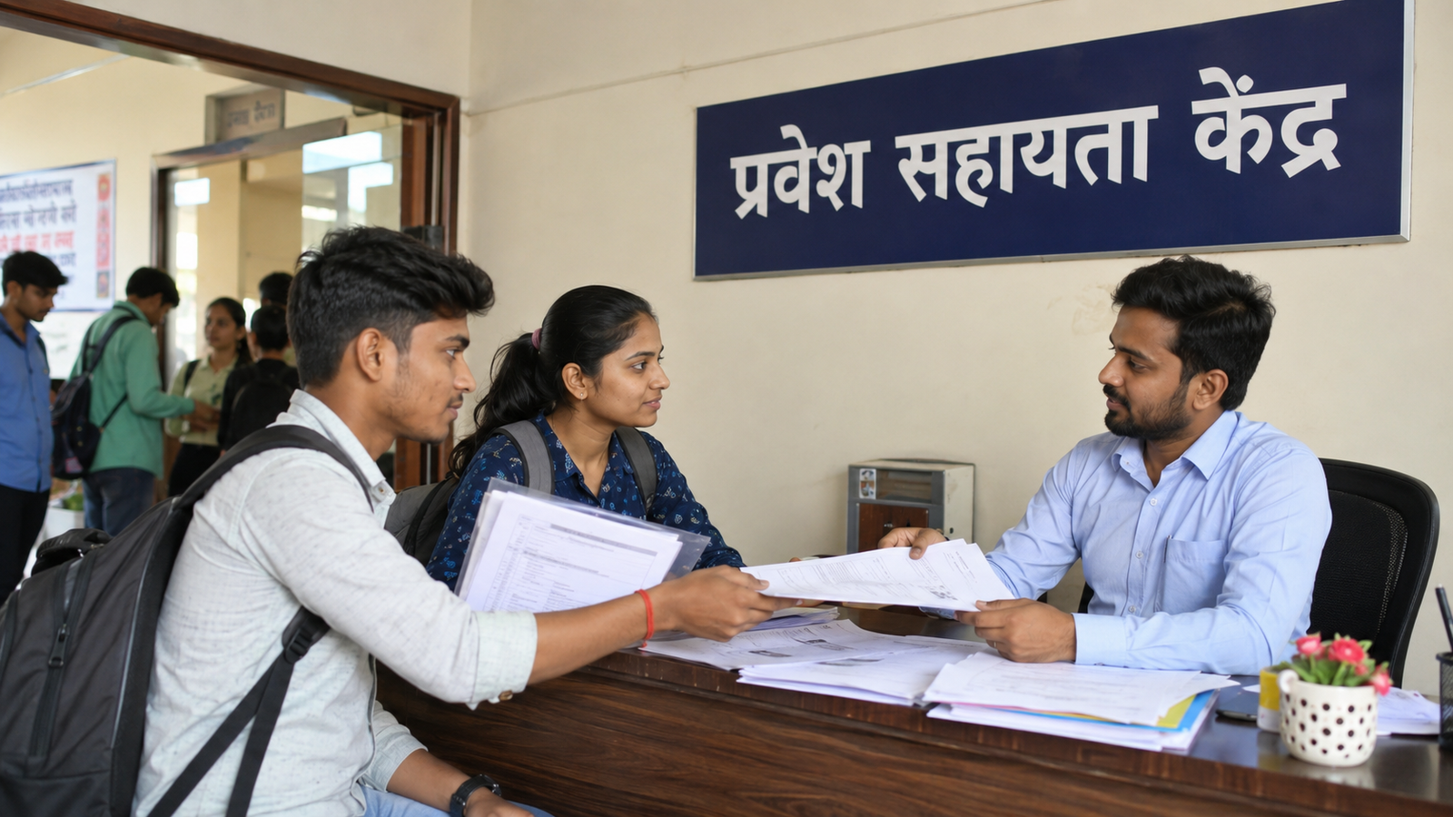 Bharathiar University Admission 2026 के लिए दस्तावेज जमा करते विद्यार्थी