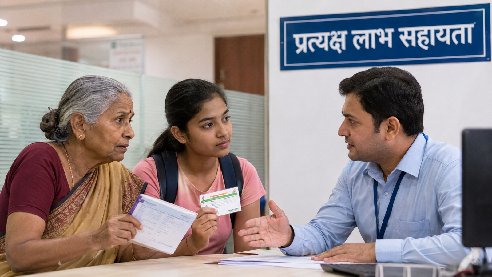 Bharat Aadhaar Seeding Enabler की समस्या के लिए Bank सहायता लेते नागरिक