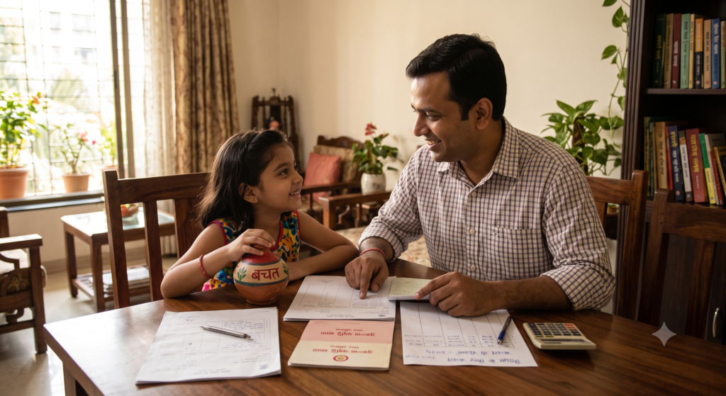 Sukanya Samriddhi Yojana 2026 के तहत बेटी के भविष्य के लिए बचत करता परिवार