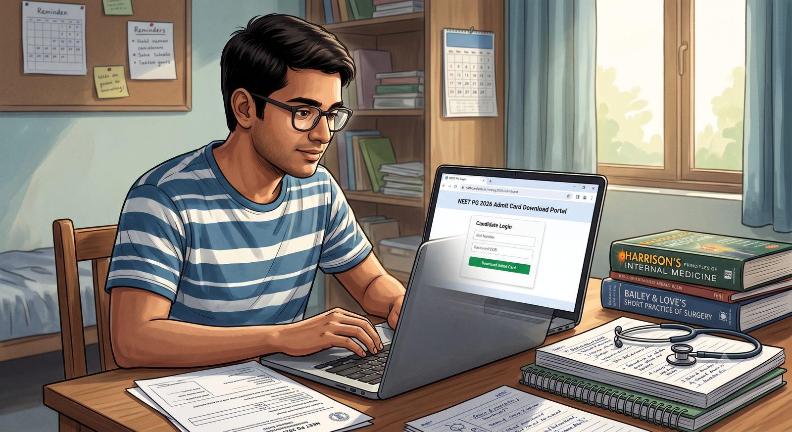 NEET PG Admit Card 2026 का इंतजार करते मेडिकल छात्र