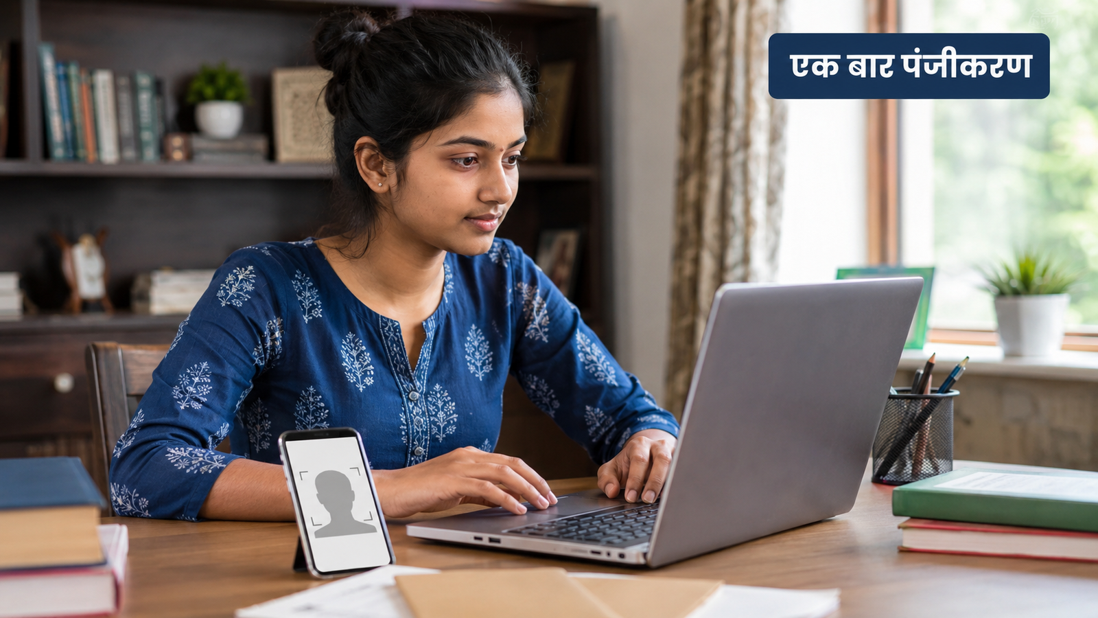 National Scholarship Portal 2026 का आवेदन CSC से पूरा कराती छात्रा