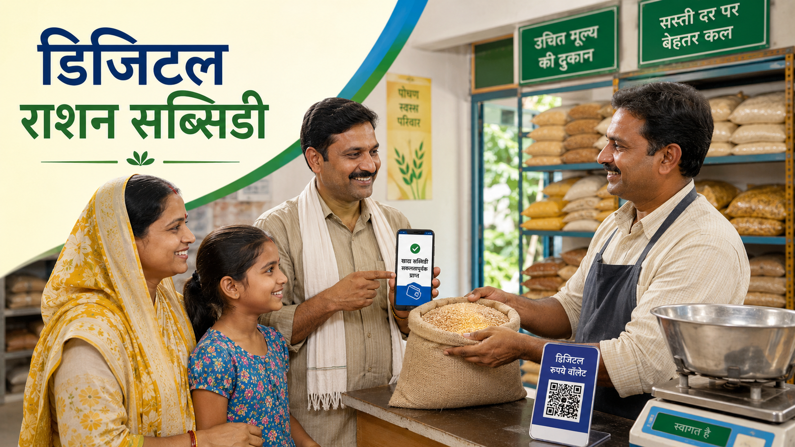 Digital Ration DBT 2026 से CBDC Wallet का इस्तेमाल करता लाभार्थी परिवार