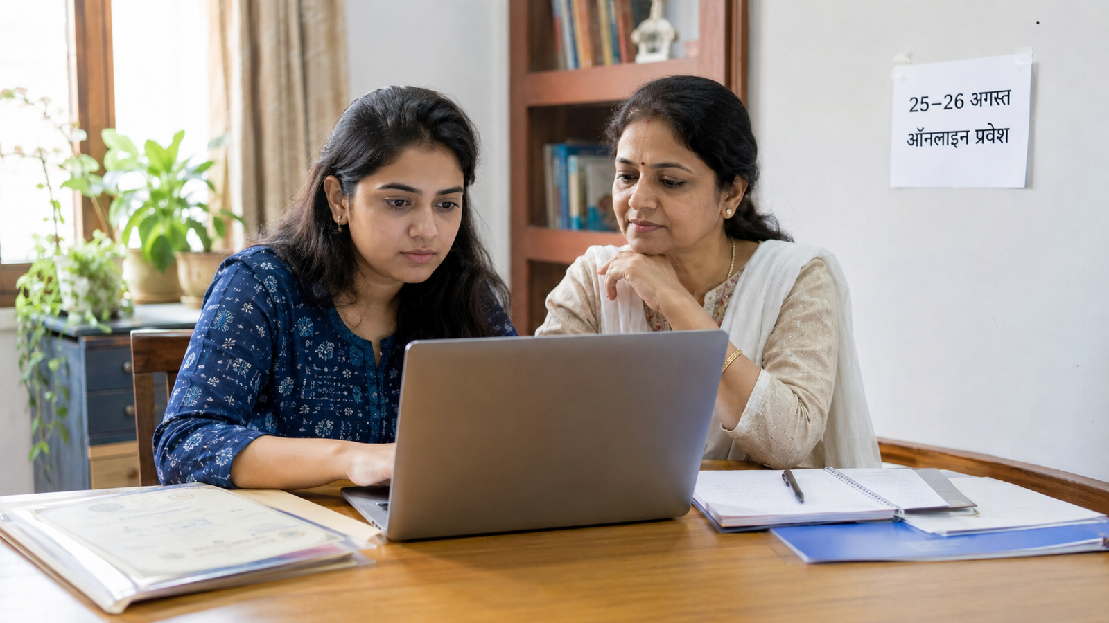 DU NCWEB Admission 2026 की cut-off ऑनलाइन जाँचती छात्रा