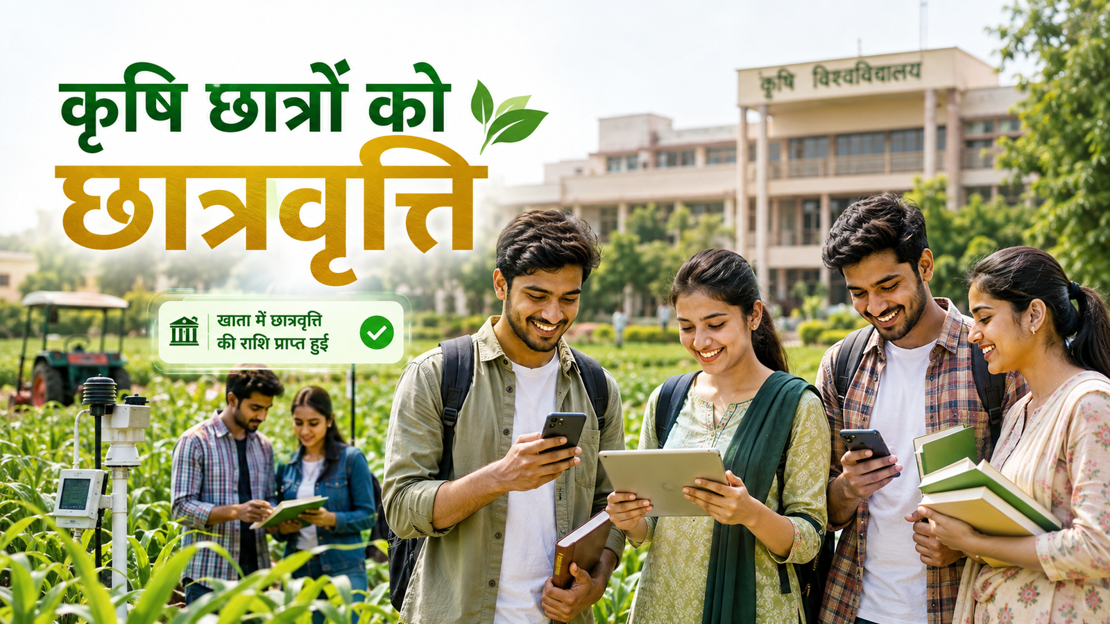 Agriculture Scholarship 2026 की राशि मिलने पर खुश कृषि विद्यार्थी