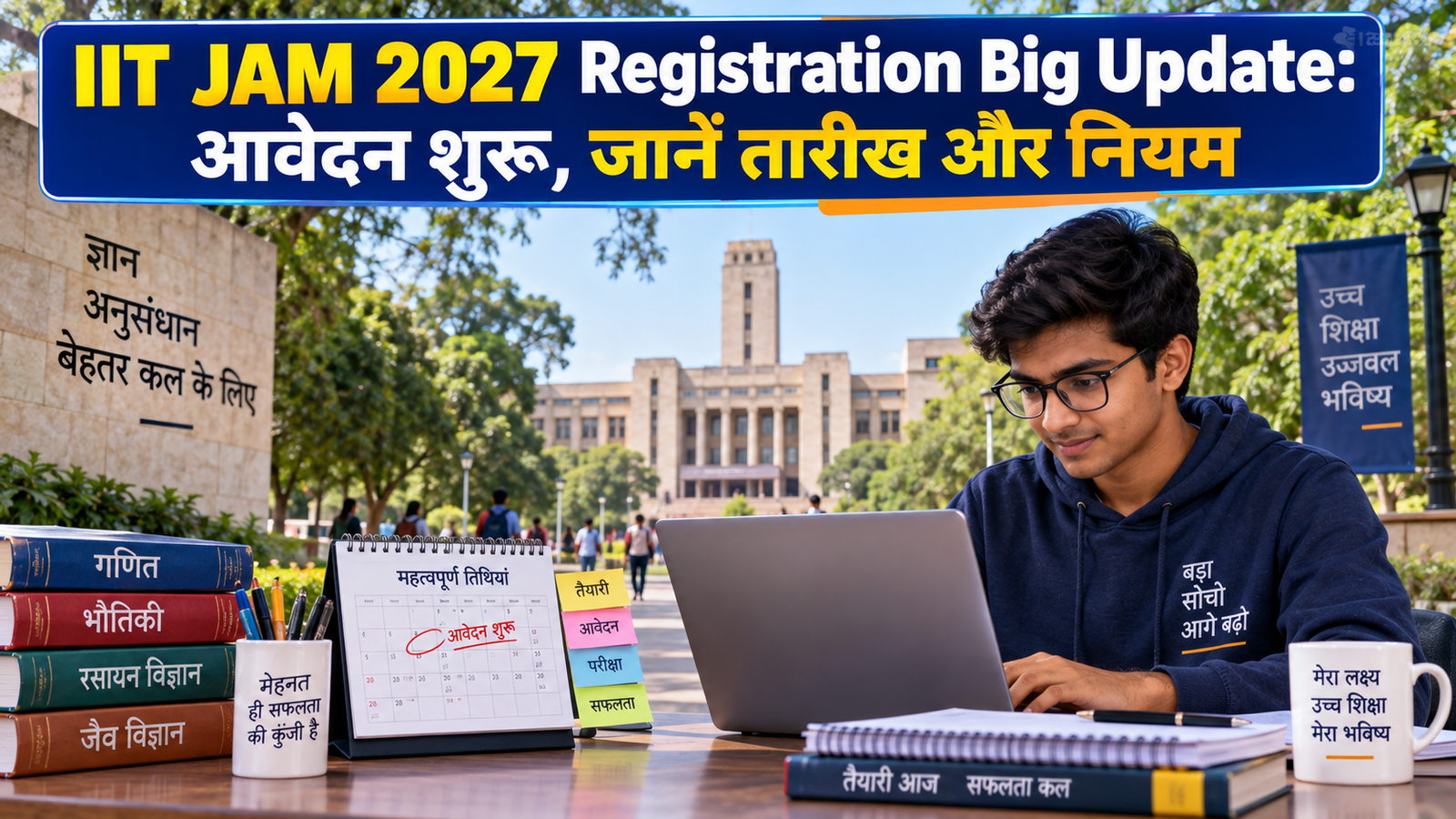 IIT JAM 2027 Registration के लिए लैपटॉप से आवेदन करता विद्यार्थी