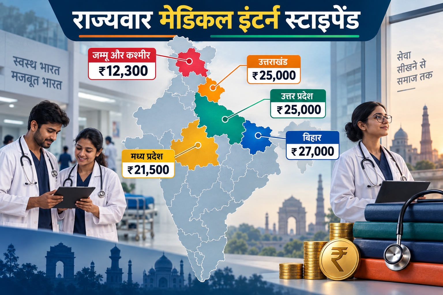 Medical Intern Stipend 2026 की राज्यवार दरों का तुलनात्मक चित्र