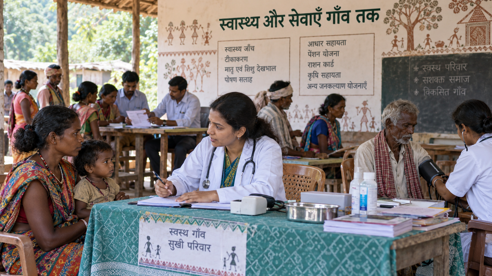 Dharti Aaba Abhiyan के अंतर्गत जनजातीय गांव में स्वास्थ्य और सरकारी सेवा शिविर