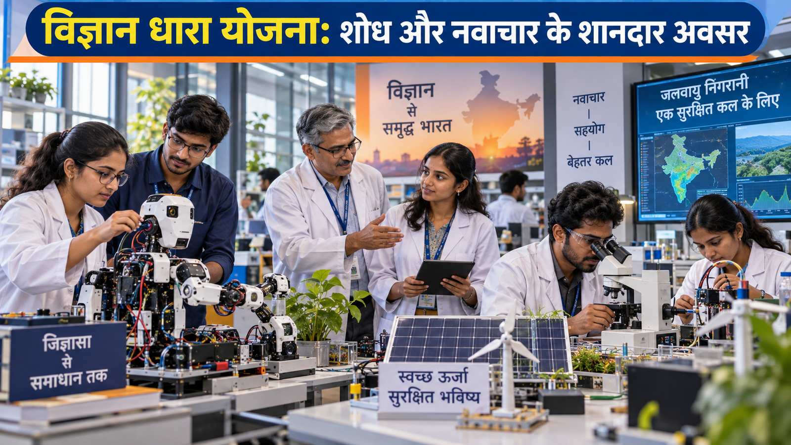 Vigyan Dhara Scheme के अंतर्गत प्रयोगशाला में शोध और नवाचार करते युवा वैज्ञानिक