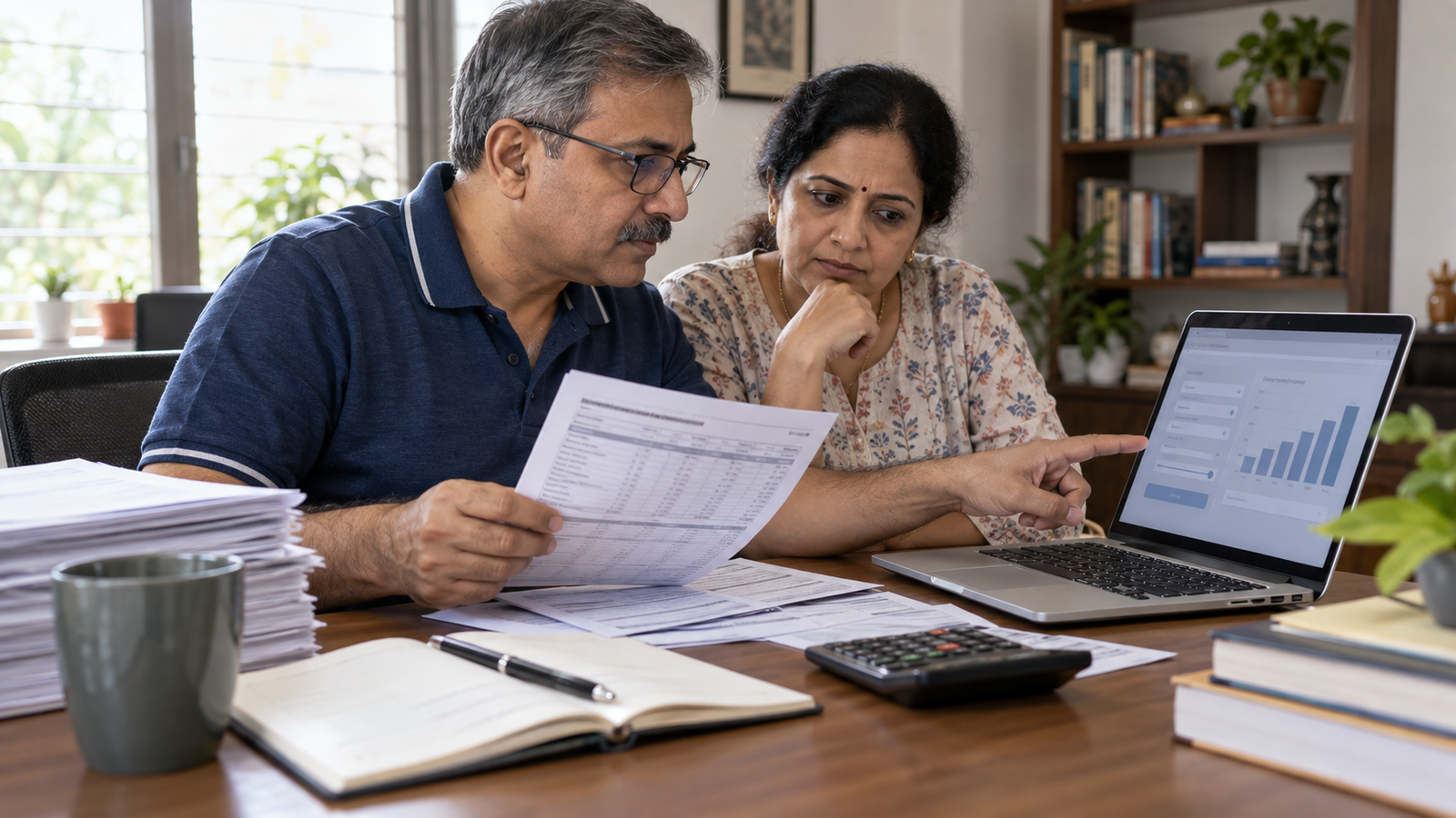 Higher EPS Pension की राशि ऑनलाइन कैलकुलेटर से जांचता कर्मचारी दंपति
