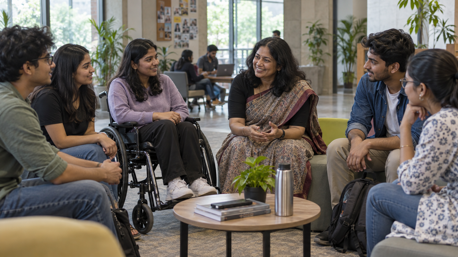 Student Mental Health के लिए समावेशी peer-support group में शामिल विद्यार्थी