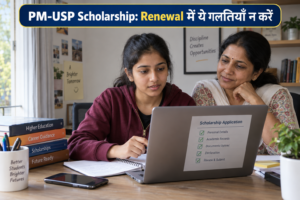 PM-USP Scholarship renewal आवेदन देखती कॉलेज छात्रा