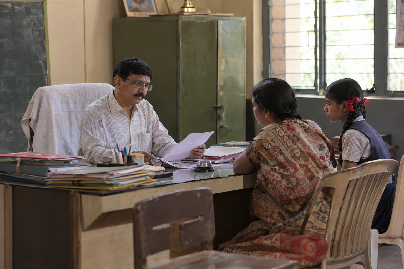 VJNT/SBC Fee Concession के लिए कागजात व्यवस्थित करते छात्र और अभिभावक