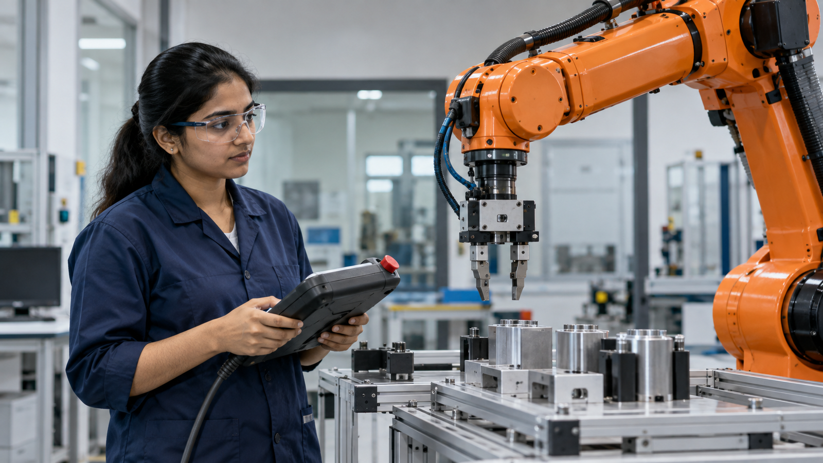 WorldSkills Shanghai 2026 की औद्योगिक कौशल श्रेणी दर्शाती युवा इंजीनियर