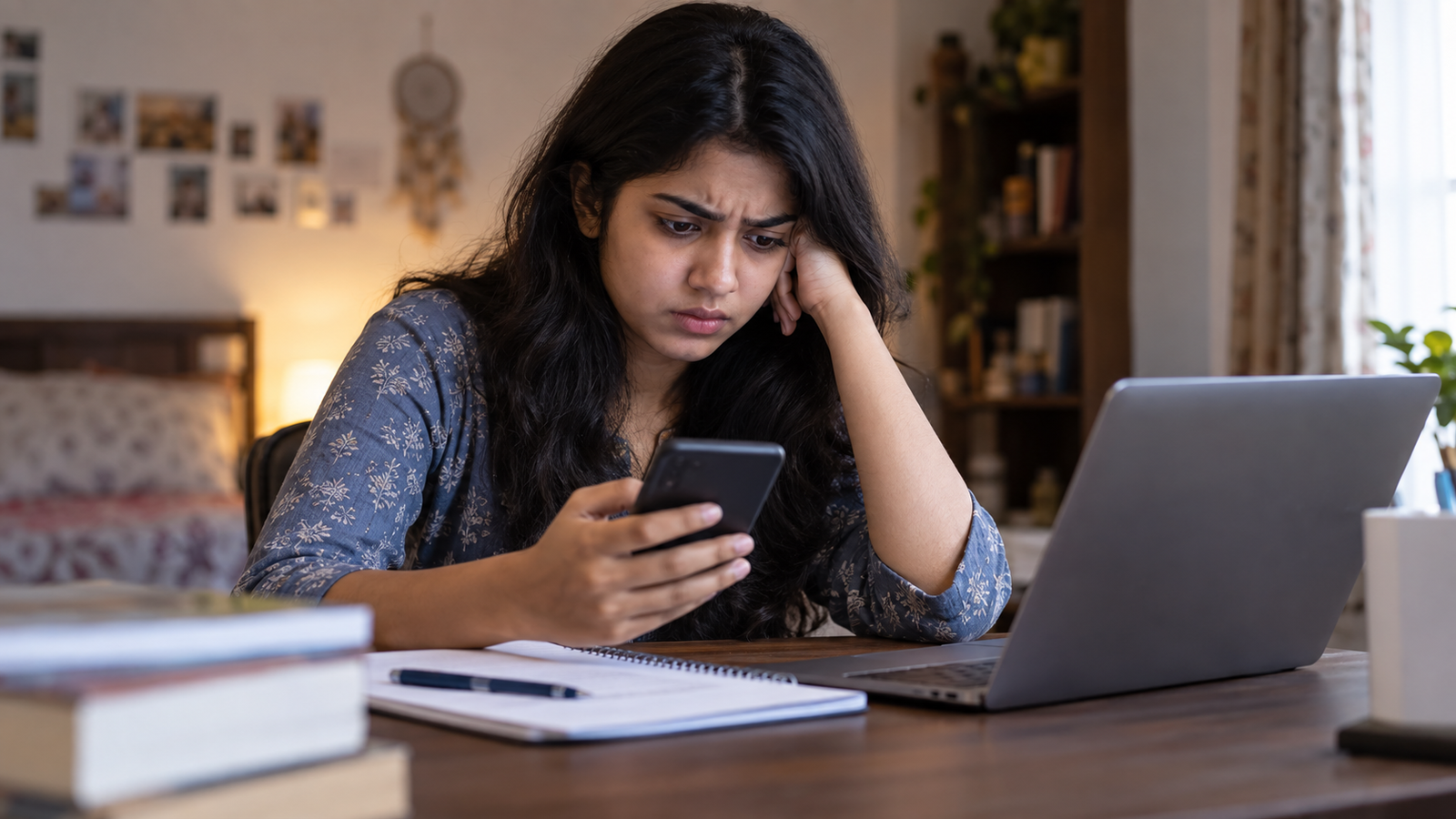 National Student Laptop Scheme 2026 का संदिग्ध संदेश देखते हुए छात्रा