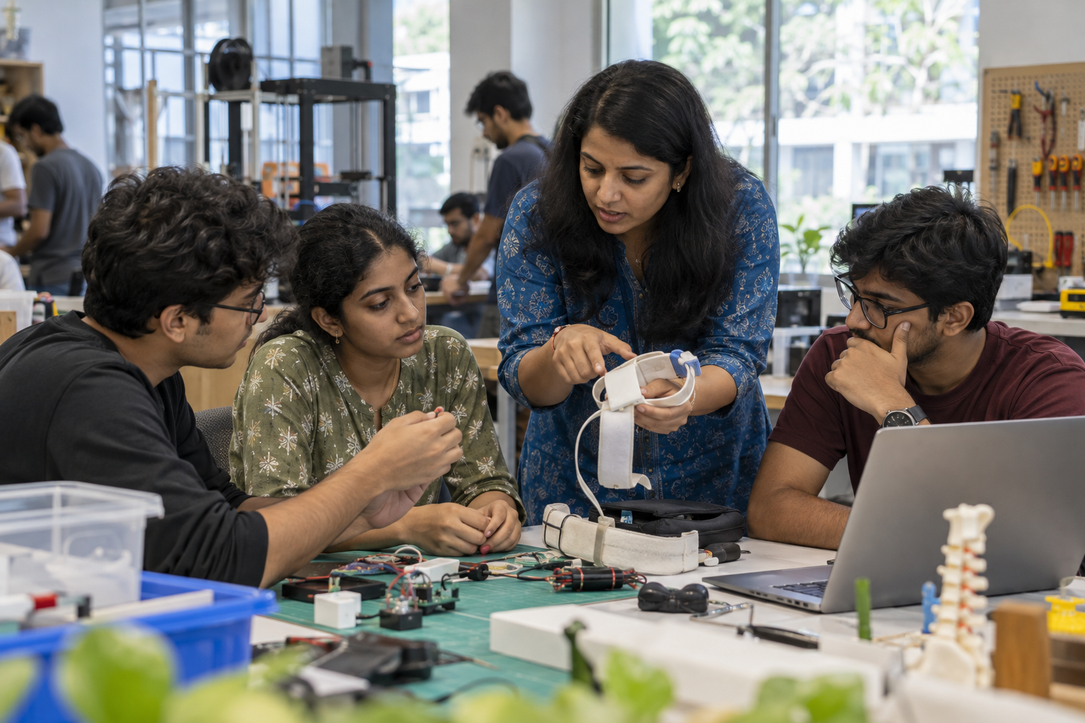 Seva First Innovation Challenge में मार्गदर्शन लेते कॉलेज छात्र