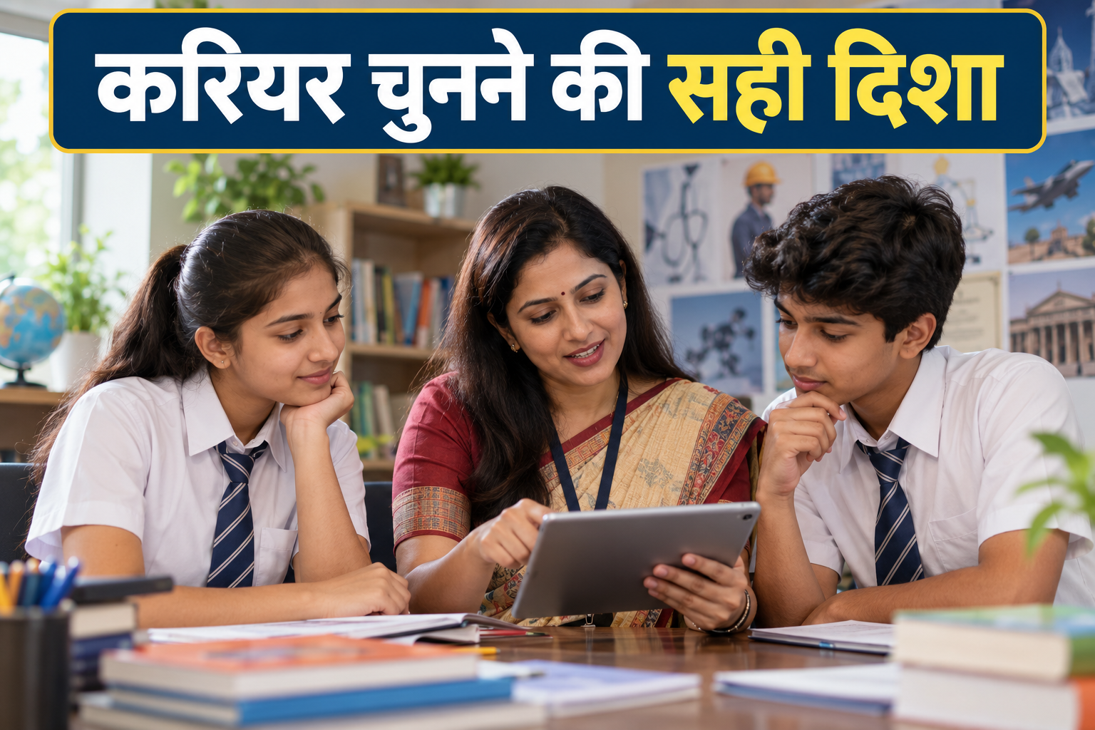 CBSE Career Guidance के दौरान भारतीय छात्रों से बात करती काउंसलर
