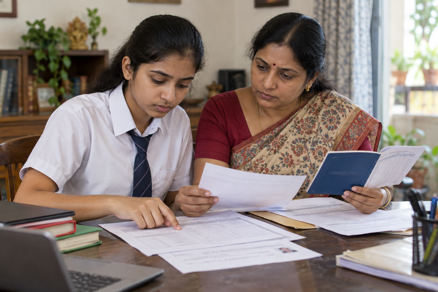NMMSS Scholarship 2026 आवेदन देखते हुए छात्रा और शिक्षिका