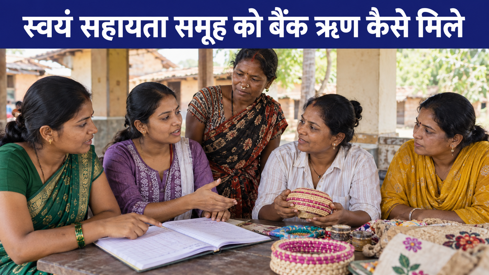 SHG Bank Loan 2026 पर चर्चा करता ग्रामीण महिलाओं का स्वयं सहायता समूह