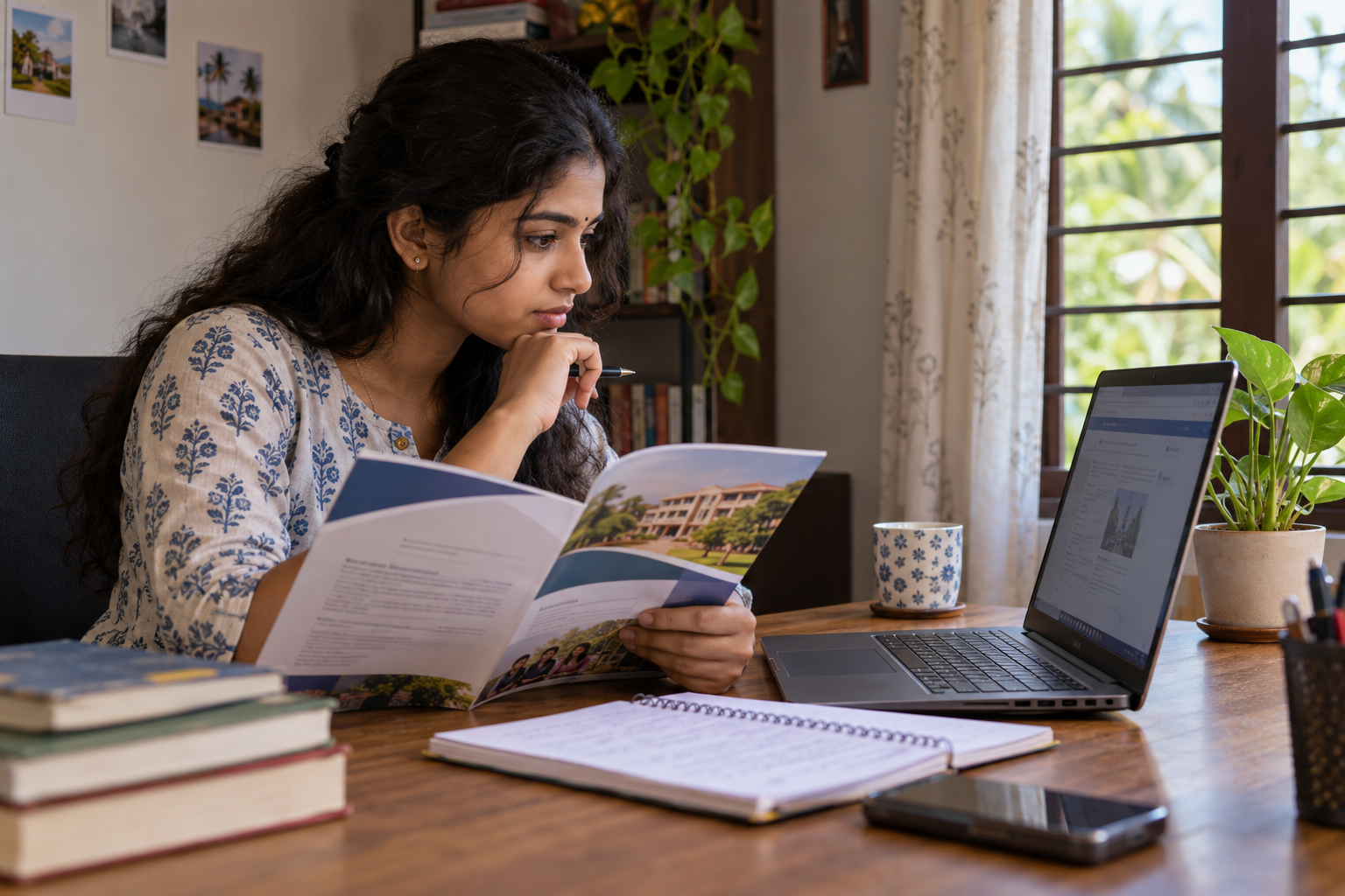 UGC Online Degree 2026 के लिए पाठ्यक्रम जाँचती छात्रा