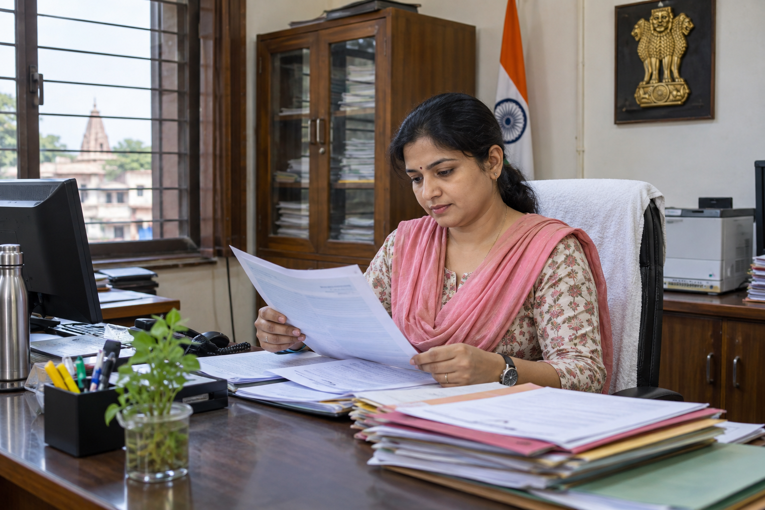 CGHS Rules 2026 का कार्यालय आदेश पढ़ती कर्मचारी