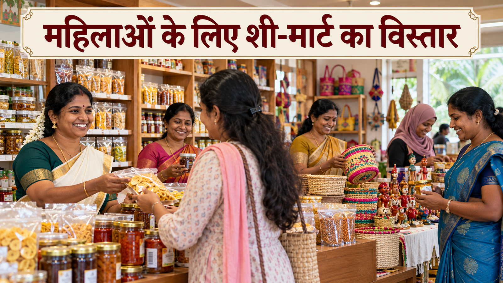 She-Mart Stores में स्थानीय उत्पाद बेचती महिला उद्यमियों का सांकेतिक दृश्य