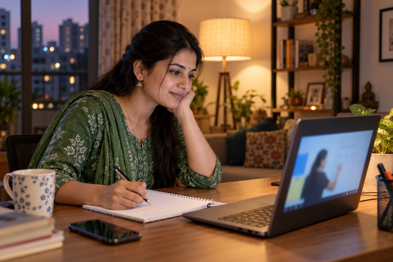 SWAYAM 2026 online course पढ़ती भारतीय महिला।