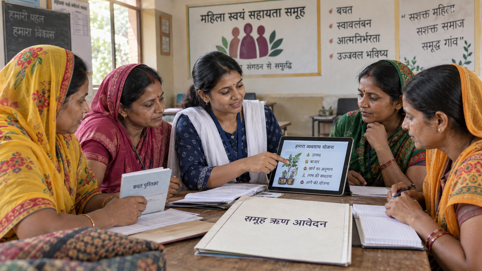 Women SHG Loan 2026 आवेदन तैयार करती महिला सदस्य