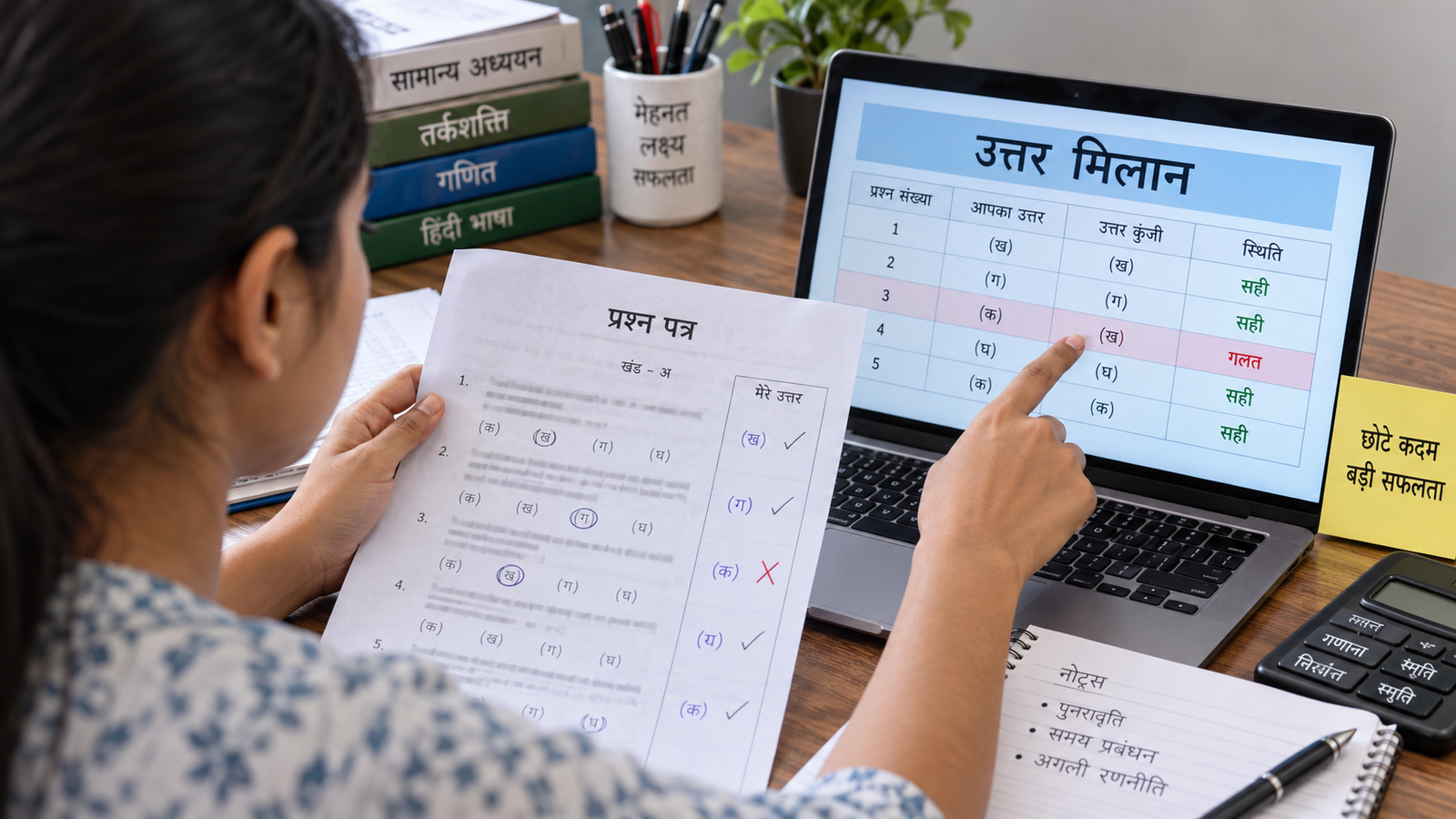 SSC Answer Key 2026 से अपने उत्तरों का मिलान करती अभ्यर्थी 