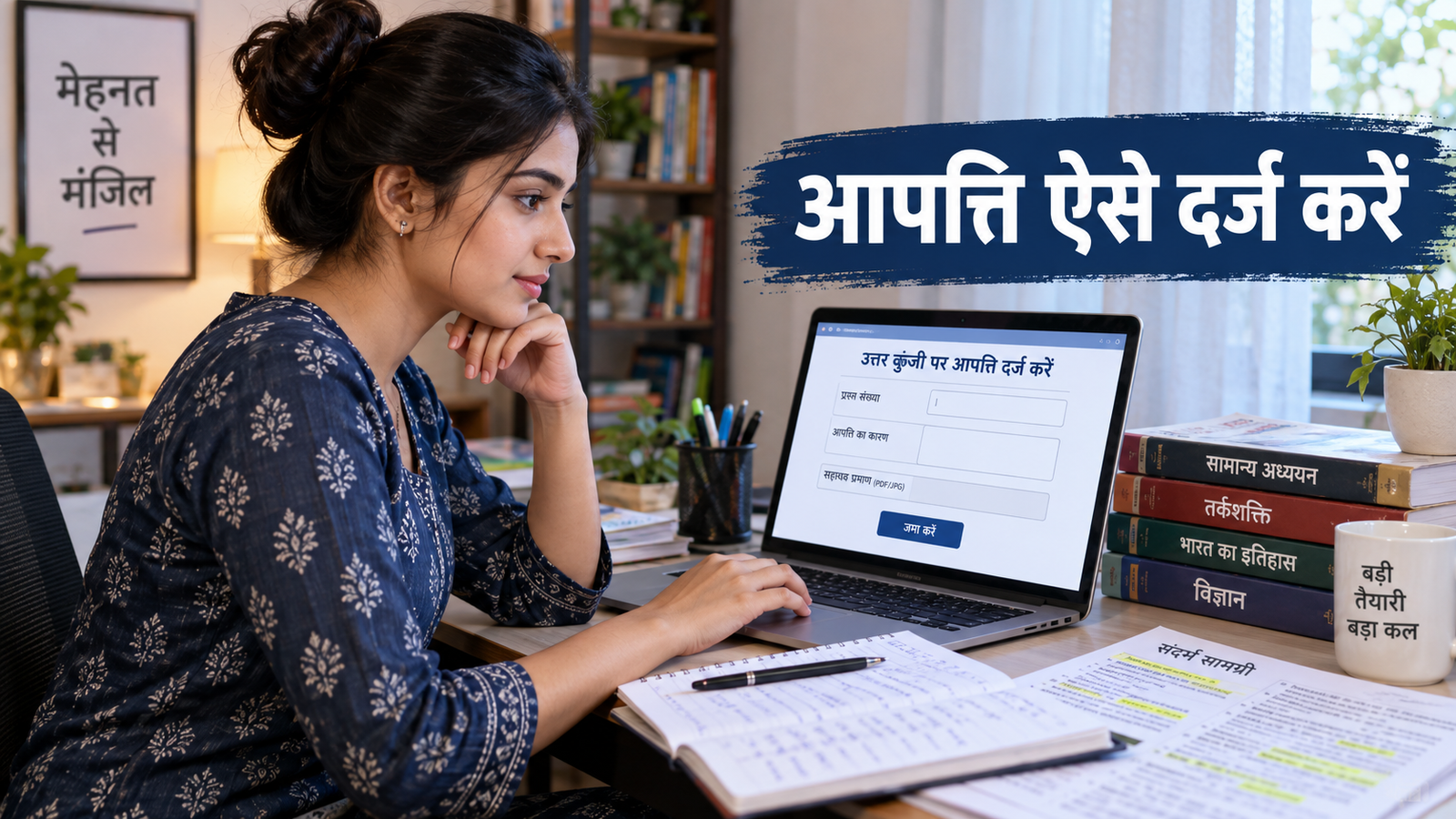 SSC Answer Key 2026 पर ऑनलाइन आपत्ति दर्ज करती उम्मीदवार