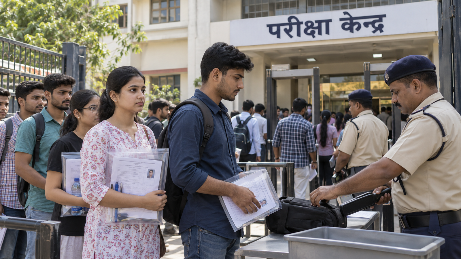 SSC JHT 2026 Re-Exam के लिए परीक्षा केंद्र में प्रवेश करते अभ्यर्थी