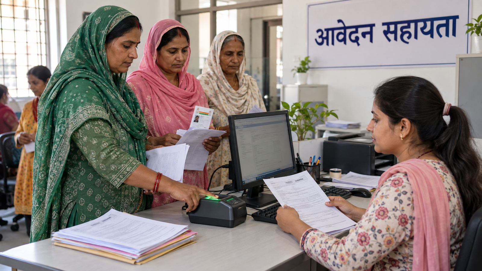 Lado Lakshmi Yojana 2026 के लिए आवेदन करती हरियाणा की महिलाएँ