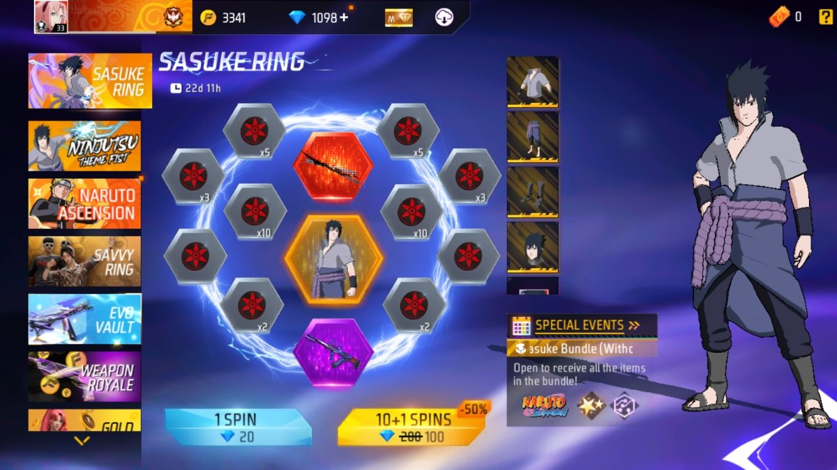 Free Fire Sasuke Ring Trick