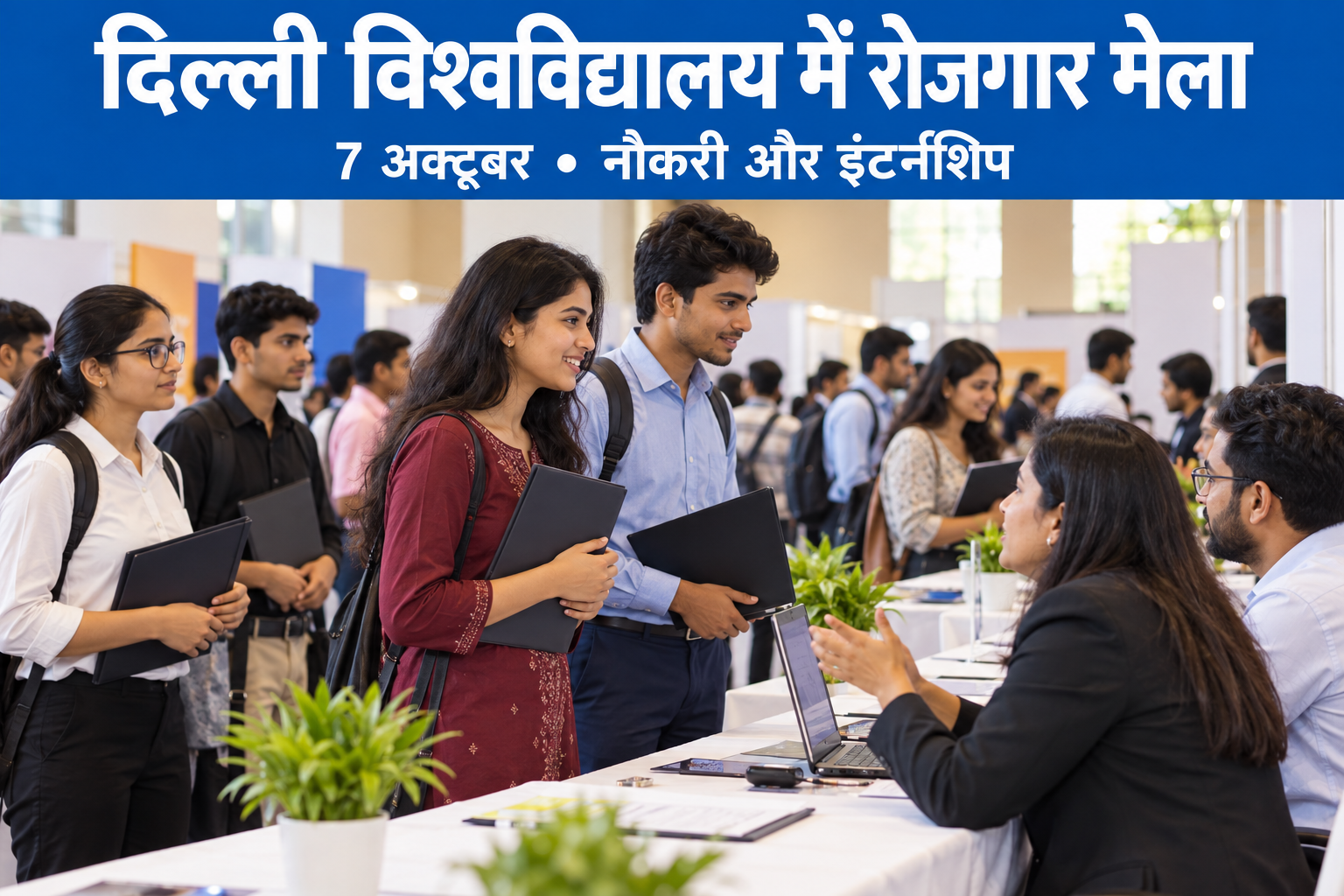 DU AVASAR 2026 रोजगार मेले में भारतीय विद्यार्थियों और भर्ती प्रतिनिधियों का सांकेतिक चित्र