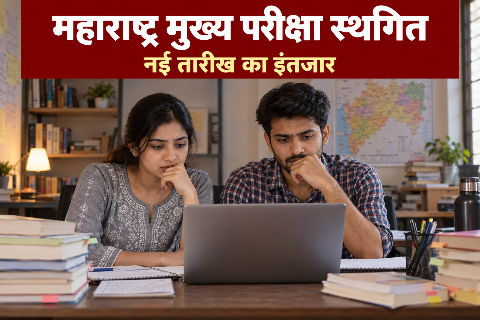 MPSC Mains 2026 स्थगन की सूचना देखते अभ्यर्थियों का सांकेतिक चित्र